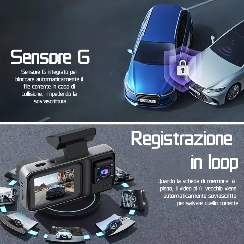 Dash Cam Full HD a 2/3 Canali