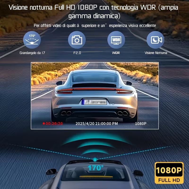 Dash Cam Full HD a 2/3 Canali