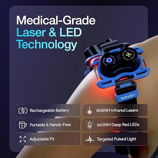Kineon Move+ Red Light Therapy Wrap – Terapia a Luce Rossa LED per il Recupero Muscolare Mirato, Infiammazione, Salute delle Articolazioni e Mobilità – Terapia a Luce Infrarossa Portatile e Senza Mani per il Corpo