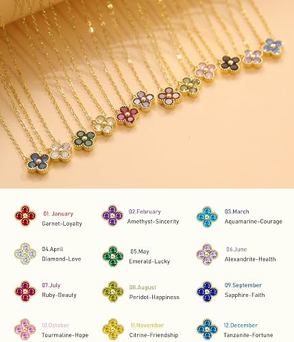 Collana con pietra di nascita ZOERAY per donna, placcata oro 14K anti-sbiadimento, collana a quadrifoglio, catenina dorata delicata, collana con ciondolo smeraldo di zircone di moda, regalo di compleanno per lei