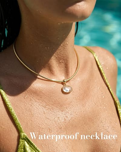Collana di moda TLY per donna placcata oro 18K anti-sbiadimento, collana con ciondolo in zirconia cubica a catena spessa, impermeabile, delicata e graziosa, stile minimalista, indossabile sovrapposta, gioiello regalo femminile