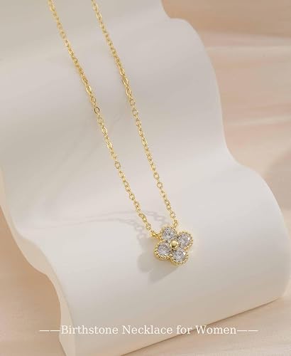 Collana con pietra di nascita ZOERAY per donna, placcata oro 14K anti-sbiadimento, collana a quadrifoglio, catenina dorata delicata, collana con ciondolo smeraldo di zircone di moda, regalo di compleanno per lei
