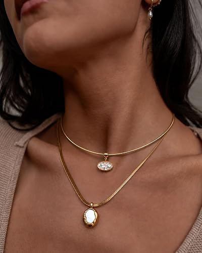 Collana di moda TLY per donna placcata oro 18K anti-sbiadimento, collana con ciondolo in zirconia cubica a catena spessa, impermeabile, delicata e graziosa, stile minimalista, indossabile sovrapposta, gioiello regalo femminile