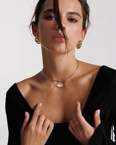 Collana di moda TLY per donna placcata oro 18K anti-sbiadimento, collana con ciondolo in zirconia cubica a catena spessa, impermeabile, delicata e graziosa, stile minimalista, indossabile sovrapposta, gioiello regalo femminile