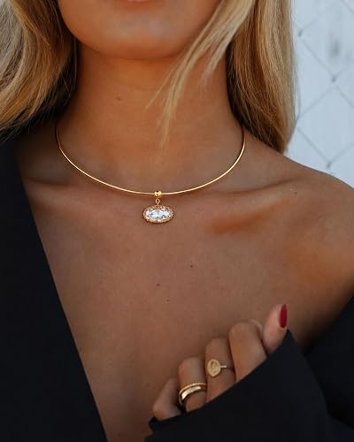 Collana di moda TLY per donna placcata oro 18K anti-sbiadimento, collana con ciondolo in zirconia cubica a catena spessa, impermeabile, delicata e graziosa, stile minimalista, indossabile sovrapposta, gioiello regalo femminile