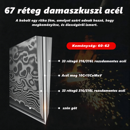 Prémium damaszkuszi acél késkészlet: Tökéletes ajándék a konyha és a szabadidő szerelmeseinek
