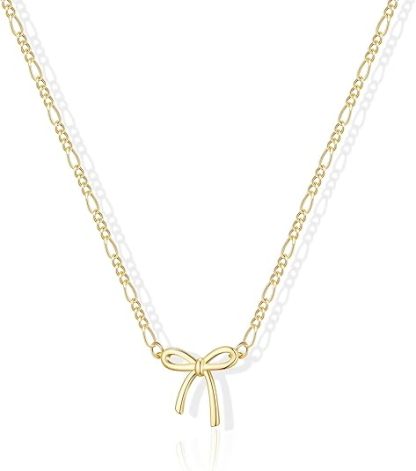 Collana dorata per donna placcata oro 14K, catenina delicata con ciondolo: cuore gonfio, corno italiano, sole luminoso, bussola, goccia di zircone, fiocco, gioiello di moda regalo di tendenza