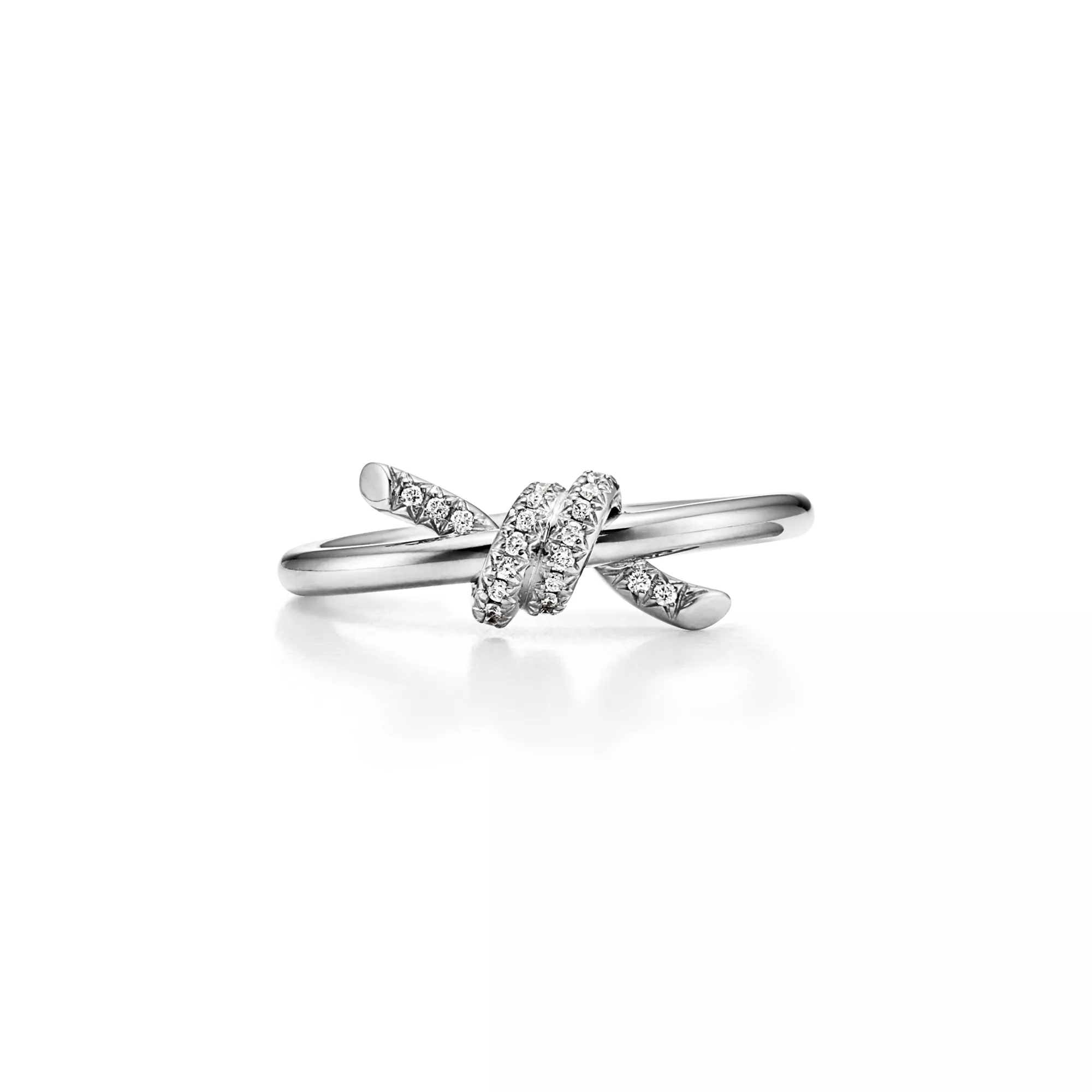 Anello Tiffany Knot in platino con diamanti
