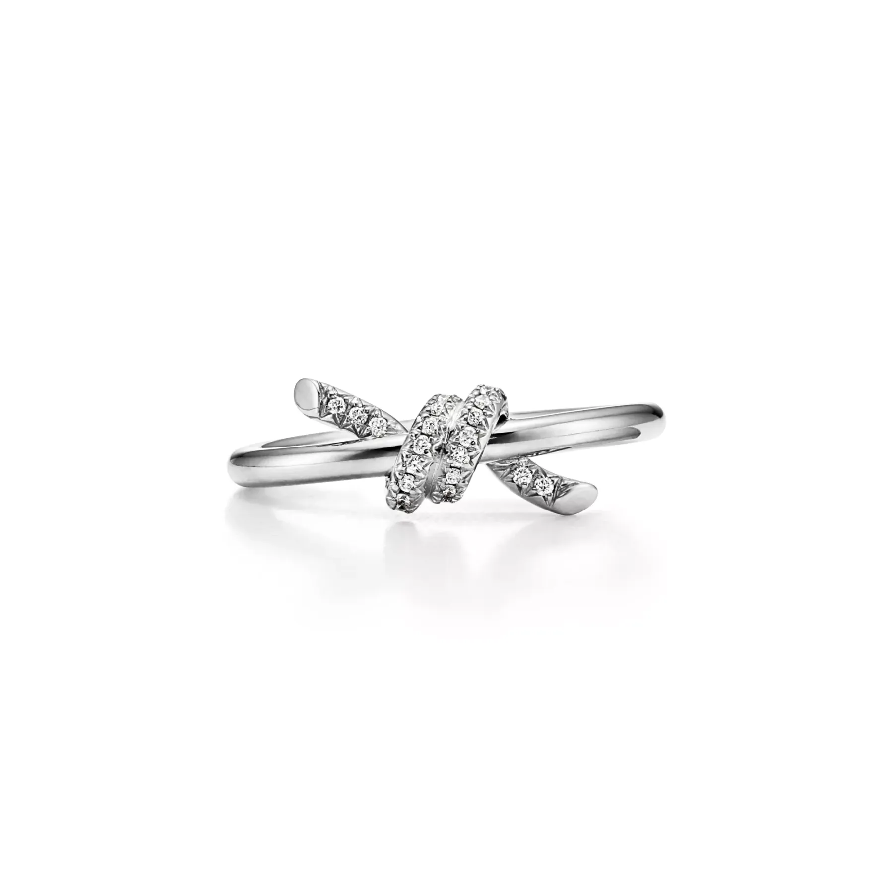 Anello Tiffany Knot in platino con diamanti