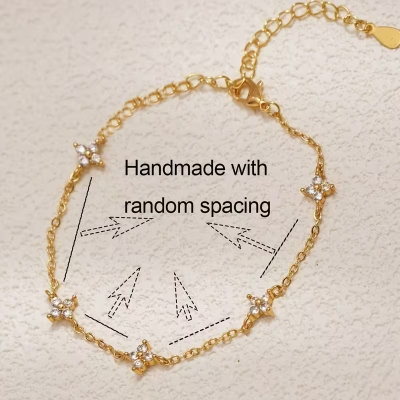 Bracciale da donna in acciaio inossidabile con quadrifoglio e ciondolo stelle incastonato di zirconi, modello versatile, ideale per uso quotidiano e regalo per la Festa della Mamma
