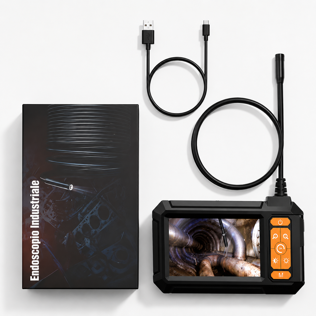 意大利语翻译：  **Endoscopio Industriale P410 HD 1080p**, dotato di telecamera IP67 con illuminazione, per ispezione di tubazioni e manutenzione automobilistica, regalo per uomo | Strumento di controllo