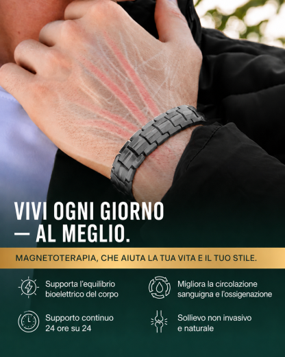 MagnetRX® Bracciale magnetico da uomo – i magneti sono 5 volte più potenti del modello EllipseMAX con una potenza di 5000 Gauss – design americano e sistema brevettato – bracciale magnetico da uomo in titanio premium con lunghezza regolabile