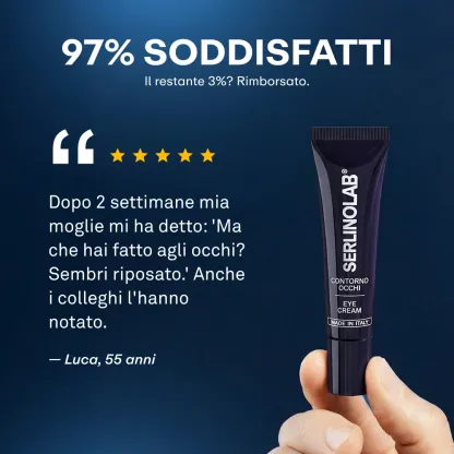 "Lo uso da 2 settimane, un collega mi ha chiesto se sono stato in vacanza... finalmente addio borse e occhiaie!!"