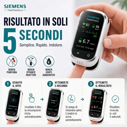 🩸Siemens™ 11-in-1 Misuratore di Glicemia Senza Ago  Senza Puntura • Senza Strisce Reattive • Risultati in soli 5 secondi