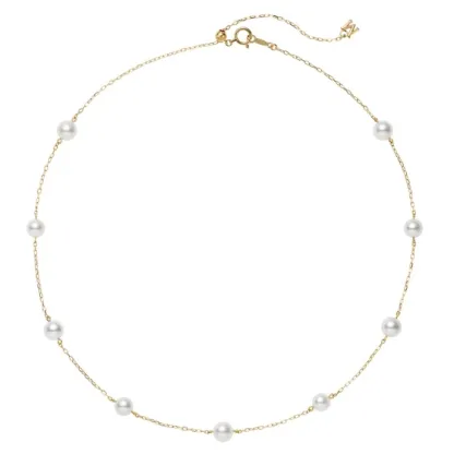 Collana con perle coltivate Akoya in oro giallo 18 carati