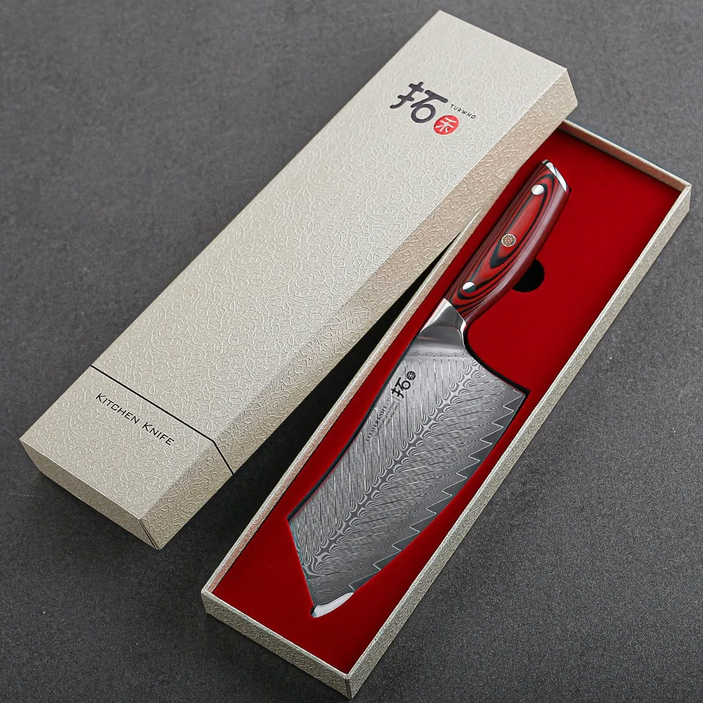TURWHO Japán 67 rétegű damaszkuszi acél VG10 mag konyhakés Professzionális szakácskés Éles szakácskés Utility Szeletelő kés Marhakés Santoku kés Kenyérkés Szakács kés G10 nyéllel