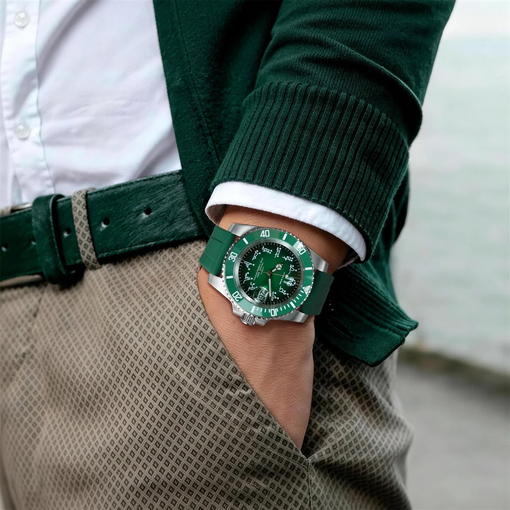 HYDROCORE FLUORO UHR  Automatik, GRÜN SOZIAL