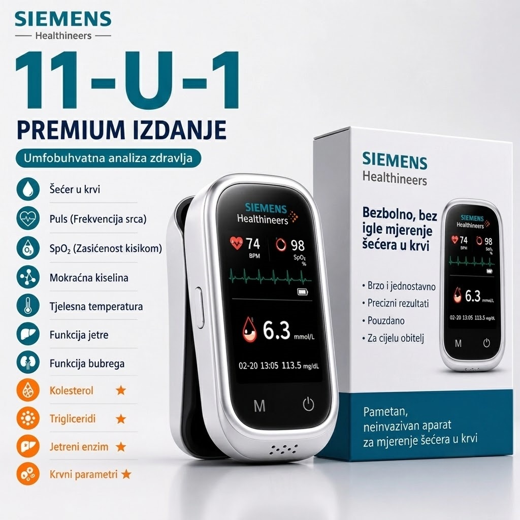 🩸 Siemens™ 11-u-1 mjerač glukoze u krvi bez igle Bez uboda • Bez test traka • Rezultati za samo 5 sekundi