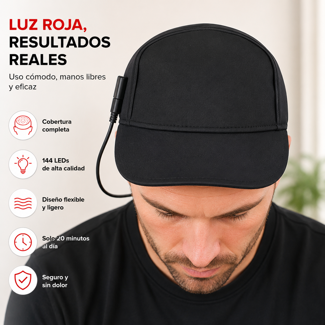 Gorro láser portátil para el crecimiento del cabello
