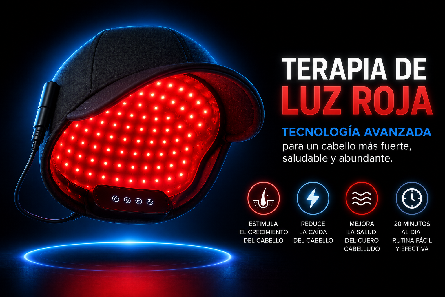Gorro láser portátil para el crecimiento del cabello
