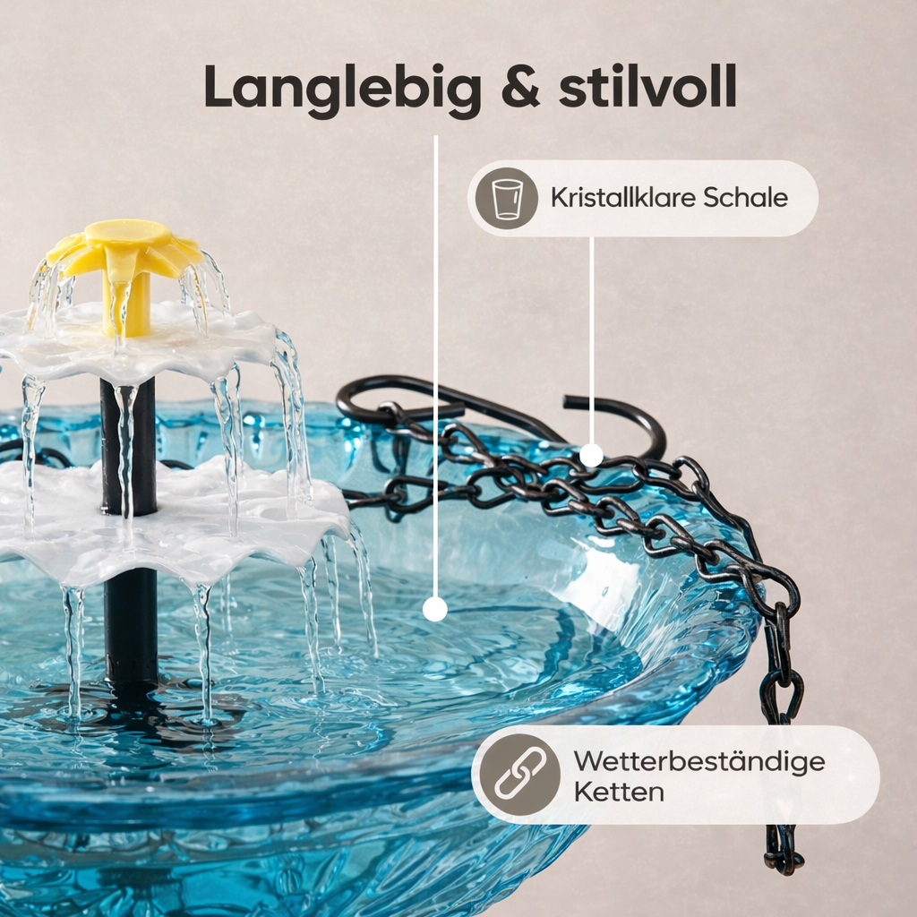 Solarbetriebener Kaskaden-Brunnen für Vogelbad und Garten