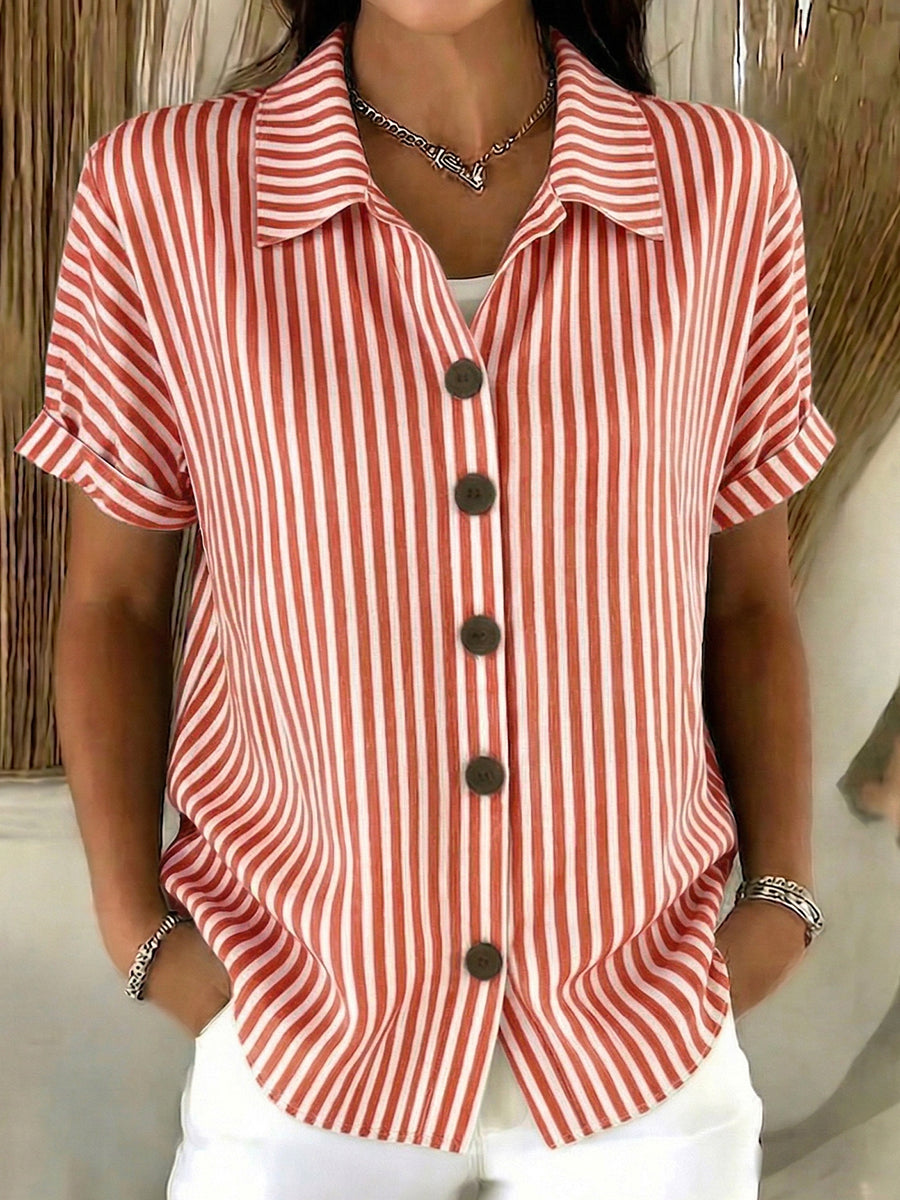 Classic Striped Cotton-linen Button-up Shirt