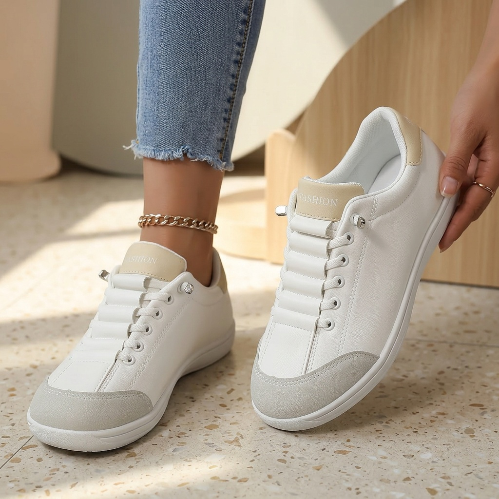 Women’s Lace‑Up Minimalist Barefoot Canvas Sneakers