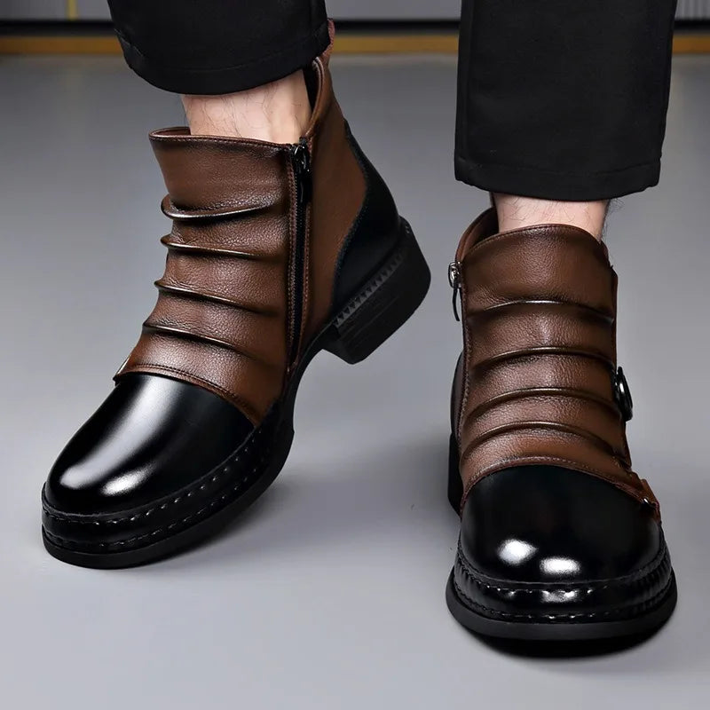 Bottines en cuir véritable pour hommes