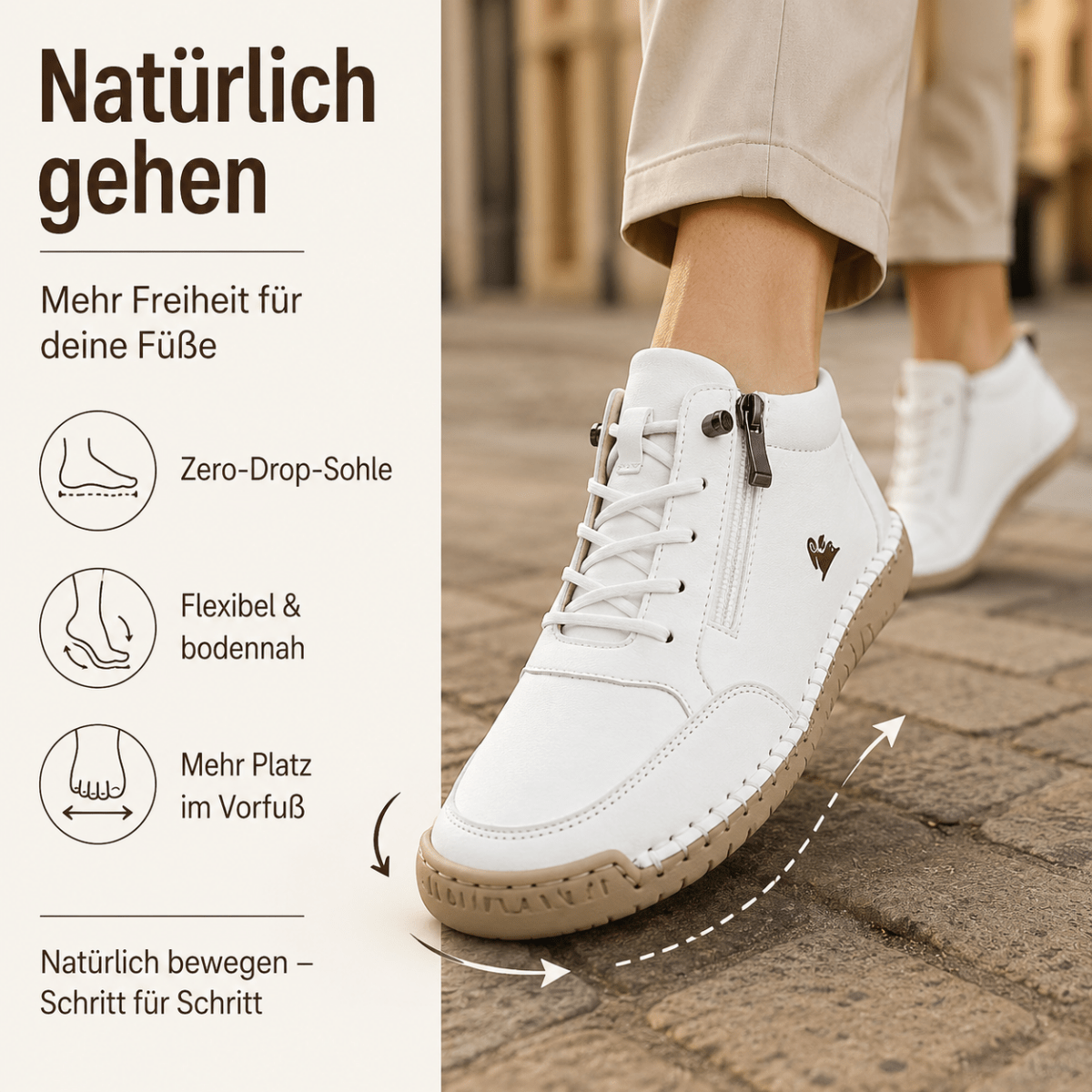 Mira - Komfortable orthop&auml;dische Barfu&szlig;-Sneakers + Rei&szlig;verschluss Barfu&szlig;schuhe
