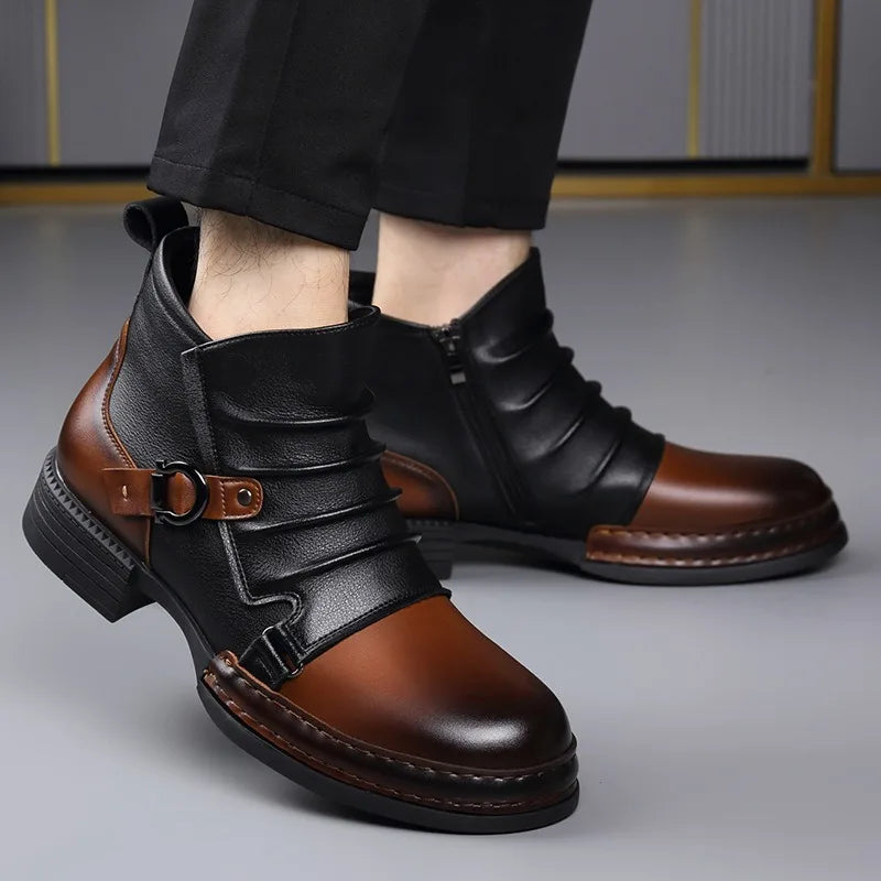 Bottines en cuir véritable pour hommes