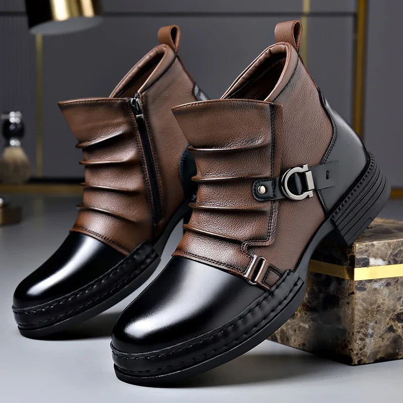 Bottines en cuir véritable pour hommes