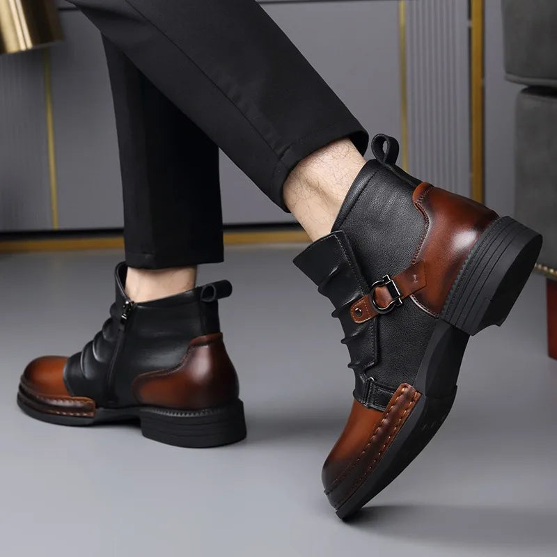 Bottines en cuir véritable pour hommes