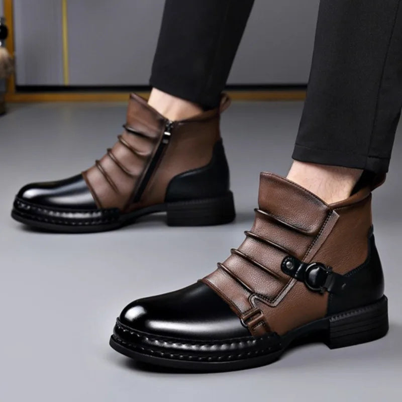Bottines en cuir véritable pour hommes
