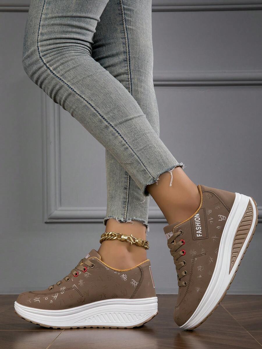Heiperlye™ Damen Freizeitschuhe Herbst/Winter – Atmungsaktive Plateausneaker mit Keilabsatz & Schnürung