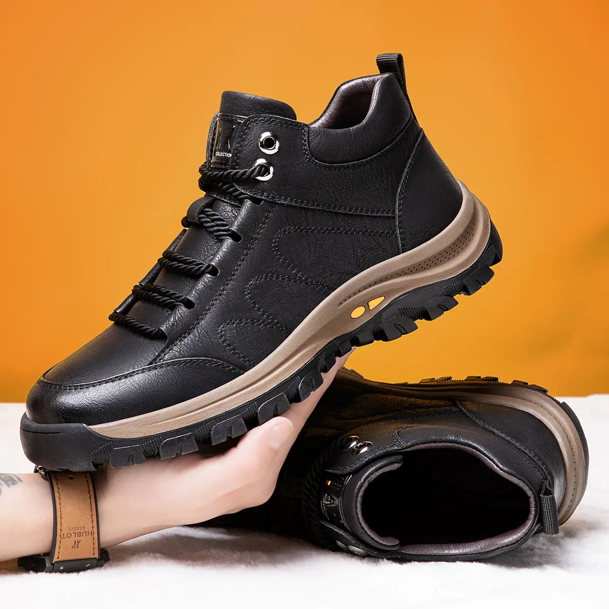 Herren Leder‑Freizeitschuhe mit Fußgewölbestütze rutschfest & atmungsaktiv