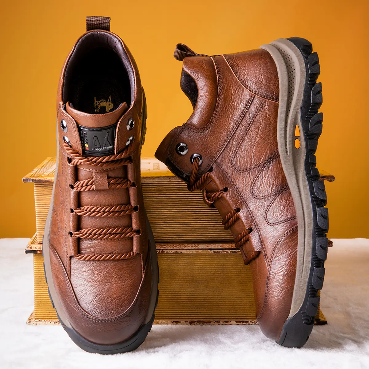 Herren Leder‑Freizeitschuhe mit Fußgewölbestütze rutschfest & atmungsaktiv