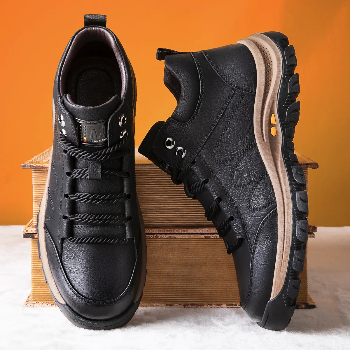 Herren Leder‑Freizeitschuhe mit Fußgewölbestütze rutschfest & atmungsaktiv