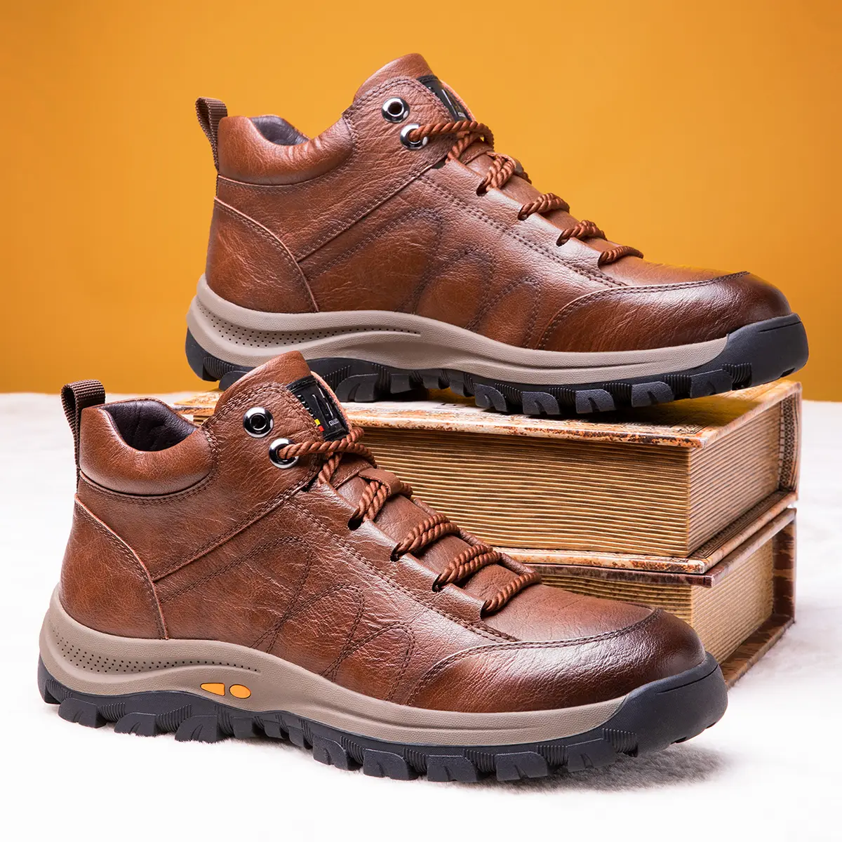 Herren Leder‑Freizeitschuhe mit Fußgewölbestütze rutschfest & atmungsaktiv