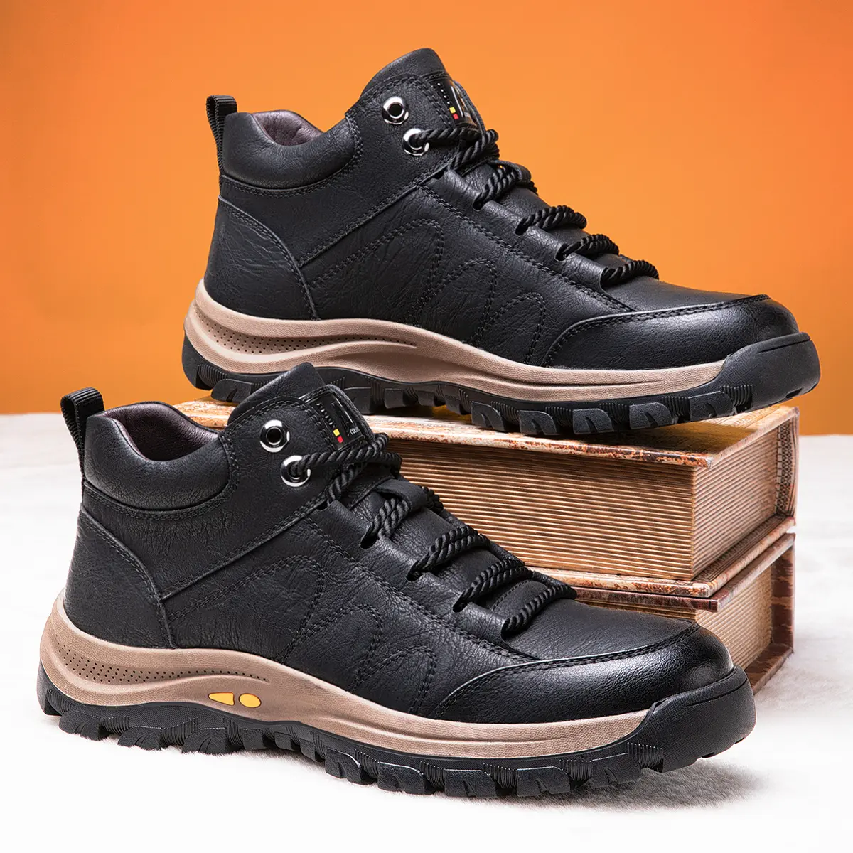 Herren Leder‑Freizeitschuhe mit Fußgewölbestütze rutschfest & atmungsaktiv