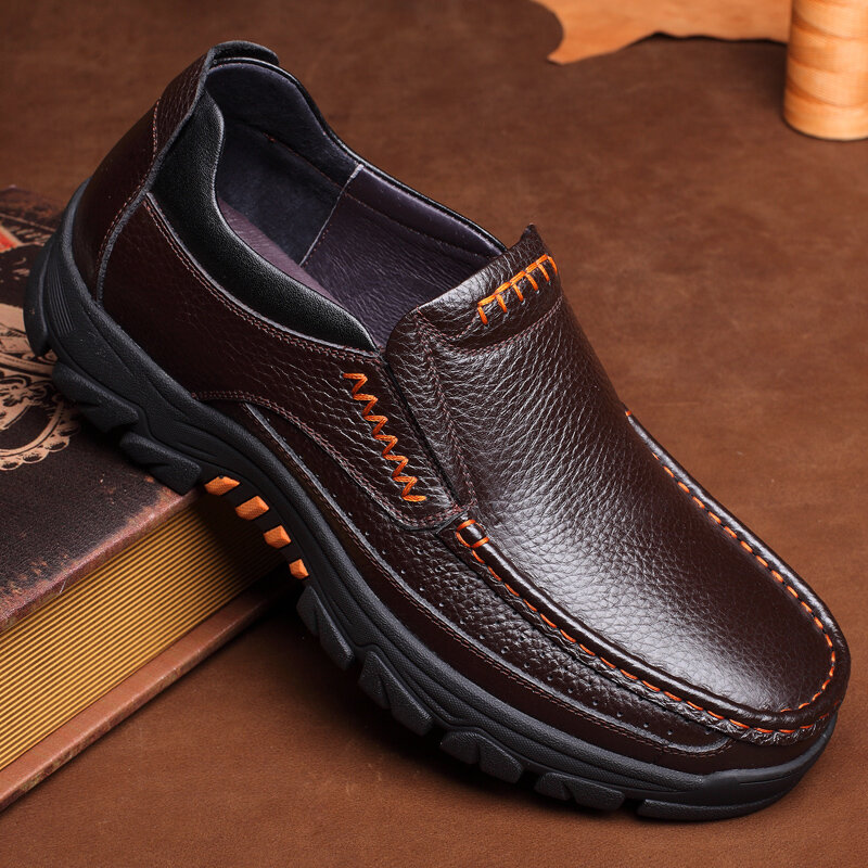 Heiperlye™ Schwarze Echtleder‑Slipper für Herren für Business‑Anlässe 