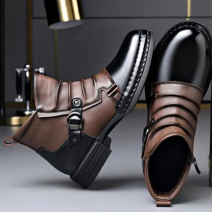 Bottines en cuir véritable pour hommes