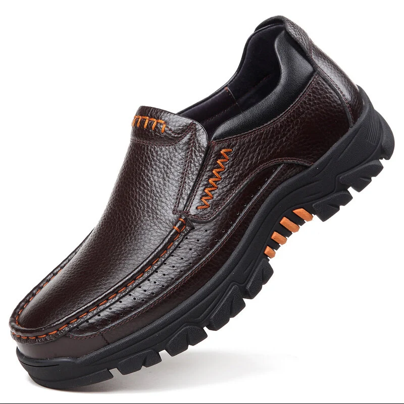 Heiperlye™ Schwarze Echtleder‑Slipper für Herren für Business‑Anlässe 