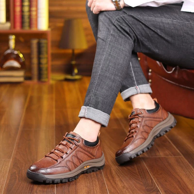 Herren Leder‑Freizeitschuhe mit Fußgewölbestütze rutschfest & atmungsaktiv
