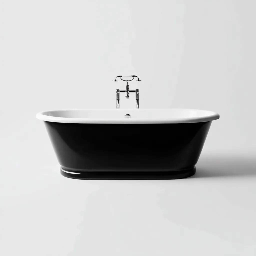 Vasca da bagno-acrilico-metallo-175x80x61 cm-bianco-nero-classico-Roomgetmart