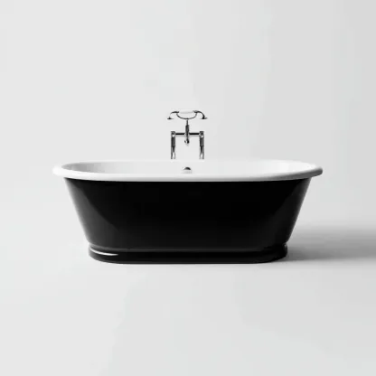 Vasca da bagno-acrilico-metallo-175x80x61 cm-bianco-nero-classico-Roomgetmart