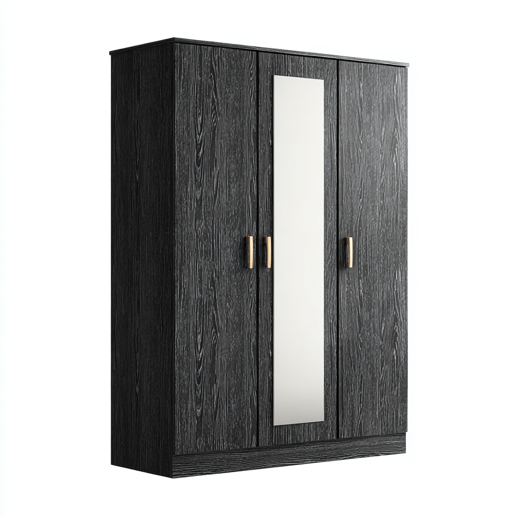 Armadio-legno-vetro-115x62x214 cm-nero-design moderno-Roomgetmart