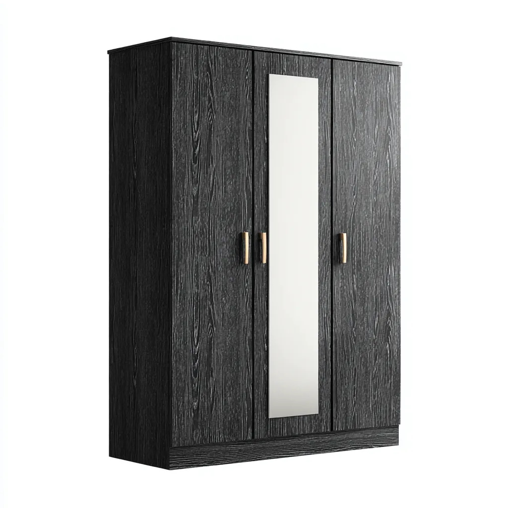 Armadio-legno-vetro-115x62x214 cm-nero-design moderno-Roomgetmart