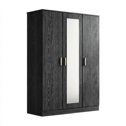 Armadio-legno-vetro-115x62x214 cm-nero-design moderno-Roomgetmart