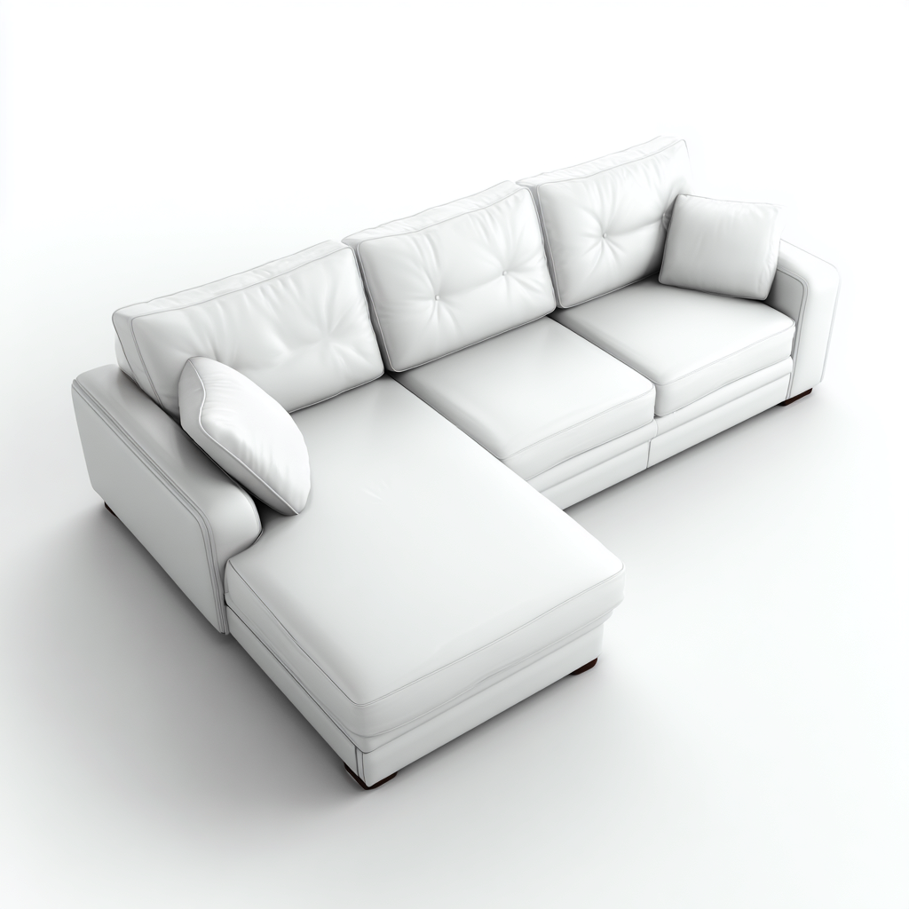 Divano angolare - pelle - 292x178x88 cm - bianco - moderno-Roomgetmart