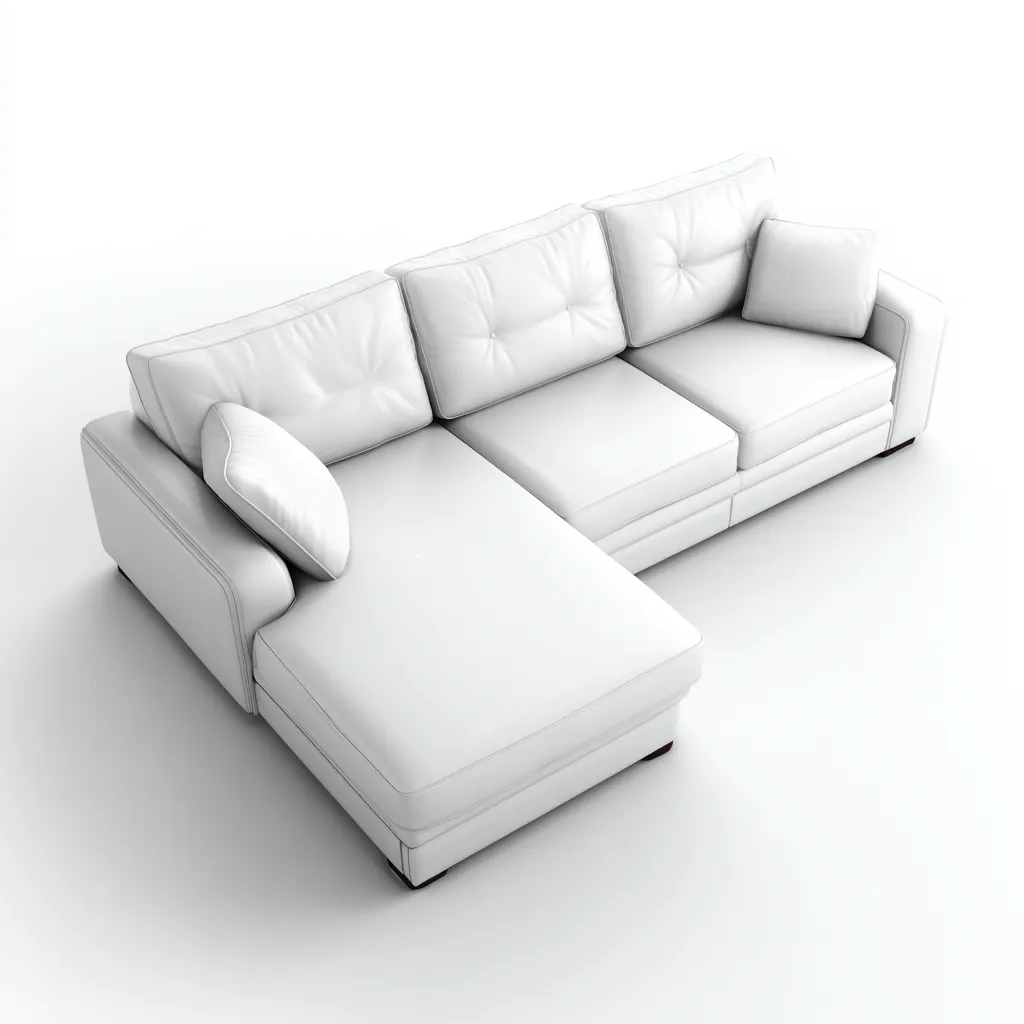 Divano angolare - pelle - 292x178x88 cm - bianco - moderno-Roomgetmart